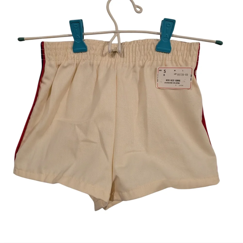 70s 80s Vintage Kids Cream‎ Striped  Athletic Shorts Size 8 NWT Summer
